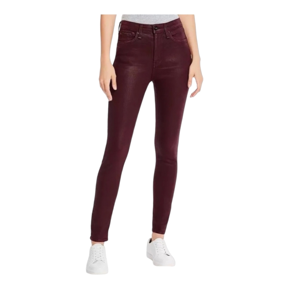 rag & bone Nina High-Rise Ankle Skinny Coated Wine Jeans Size 28